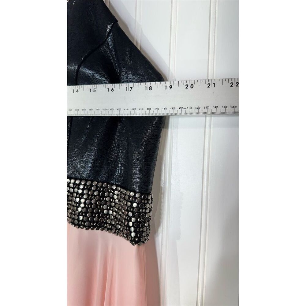 Mac Duggal Black & Blush High-Slit Halter Maxi Dress - Picture 10 of 12
